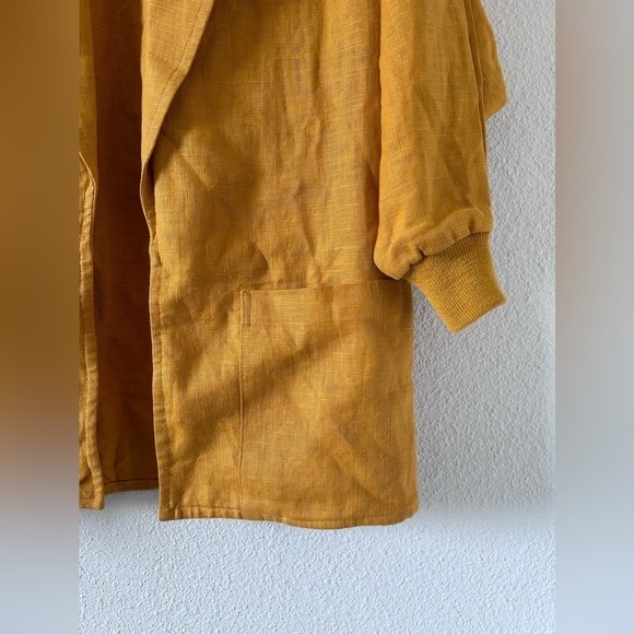 Nordstrom 100% Ramie Oversized Women’s Open Front Blazer P/ Small Mustard yellow - Picture 3 of 9